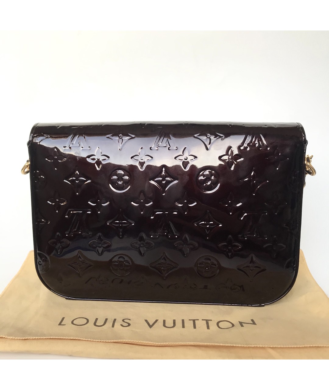 LOUIS VUITTON PRE-OWNED Бордовая сумка тоут из лакированной кожи, фото 4