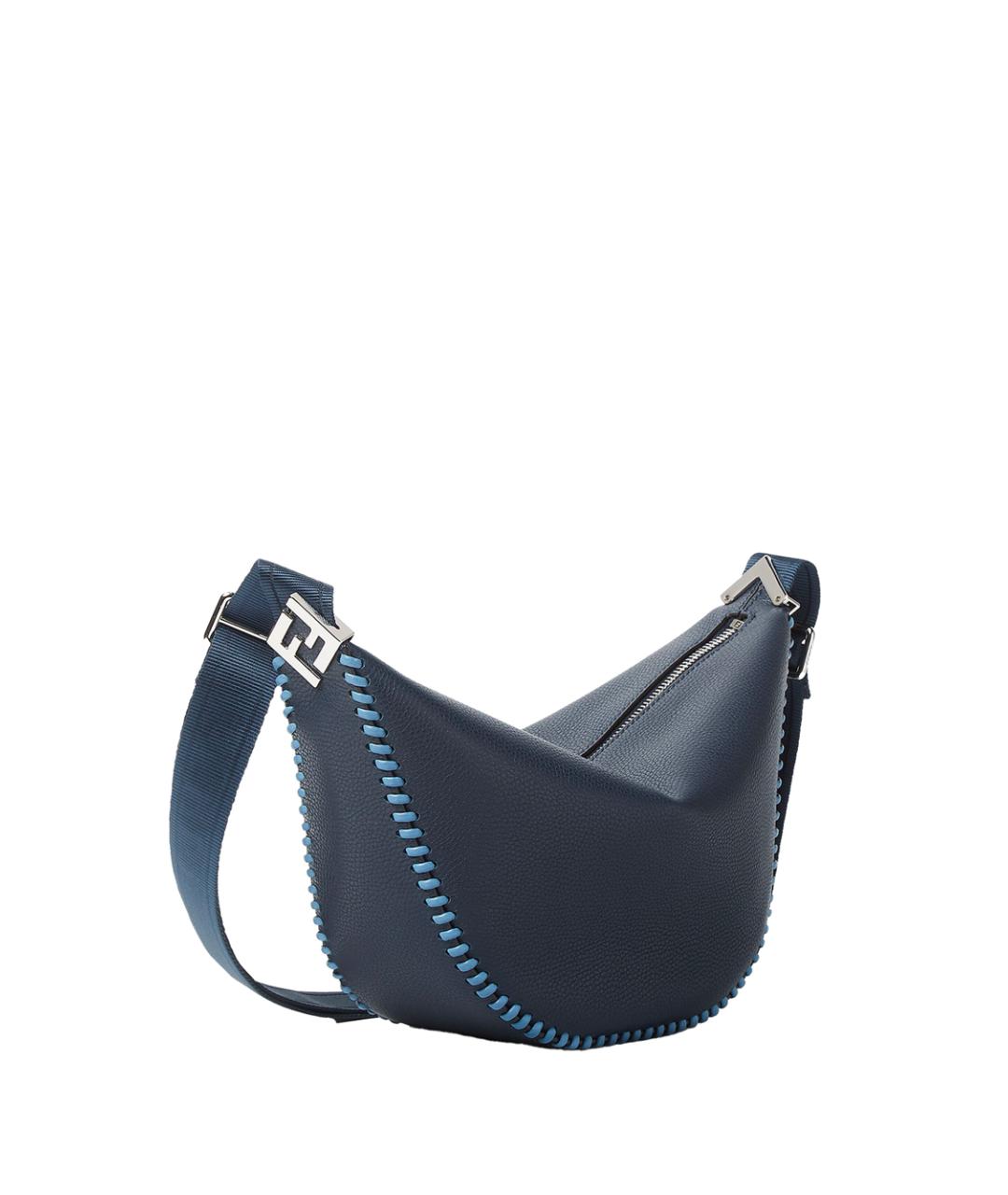 FENDI Темно-синяя кожаная сумка на плечо, фото 2
