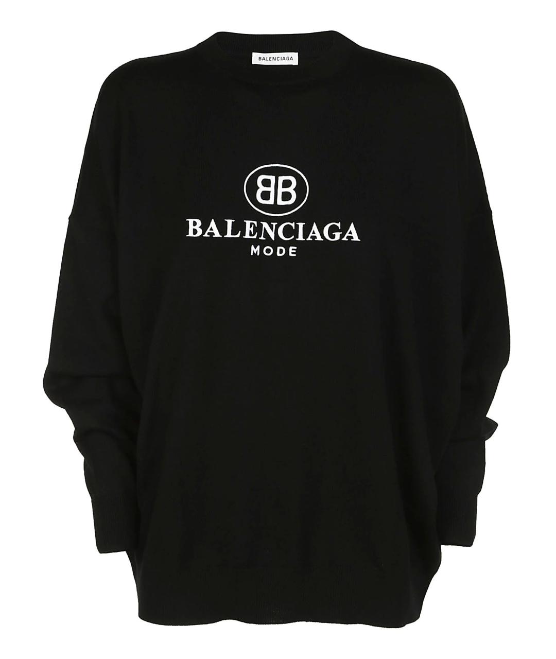 BALENCIAGA Черный шерстяной джемпер / свитер, фото 1