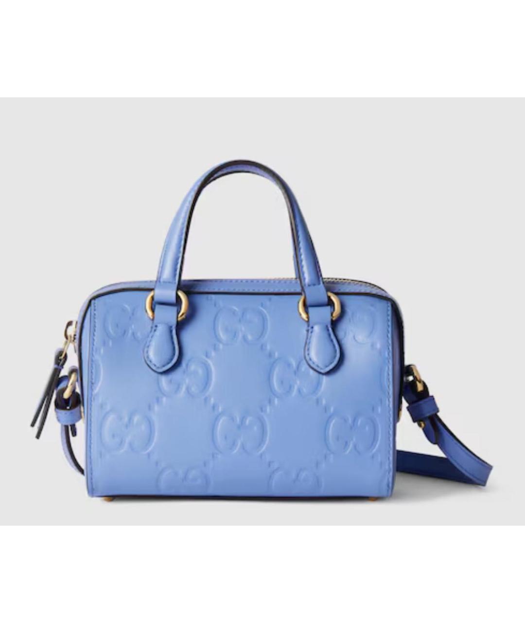 GUCCI Голубая кожаная сумка с короткими ручками, фото 6