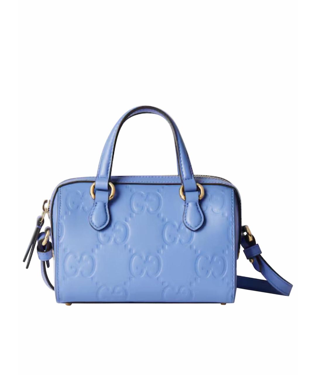 GUCCI Голубая кожаная сумка с короткими ручками, фото 1