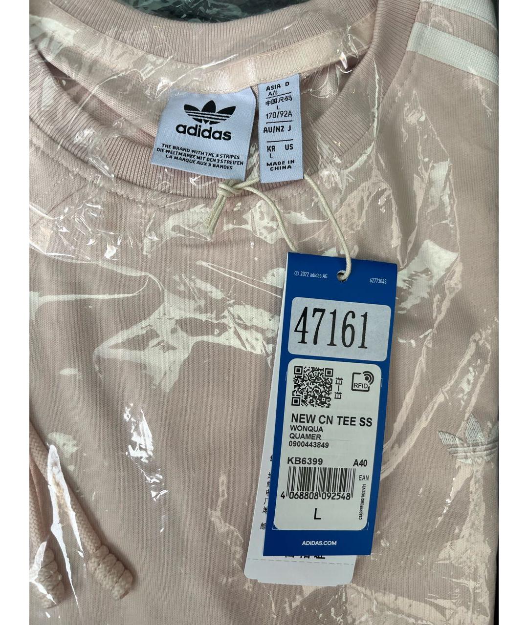 ADIDAS Розовая хлопковая футболка, фото 4