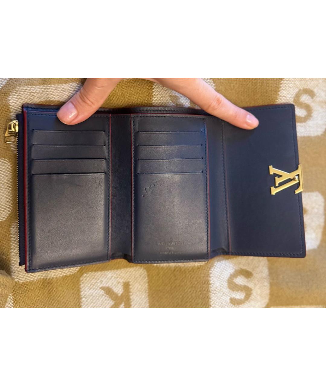LOUIS VUITTON Темно-синий кожаный кошелек, фото 3
