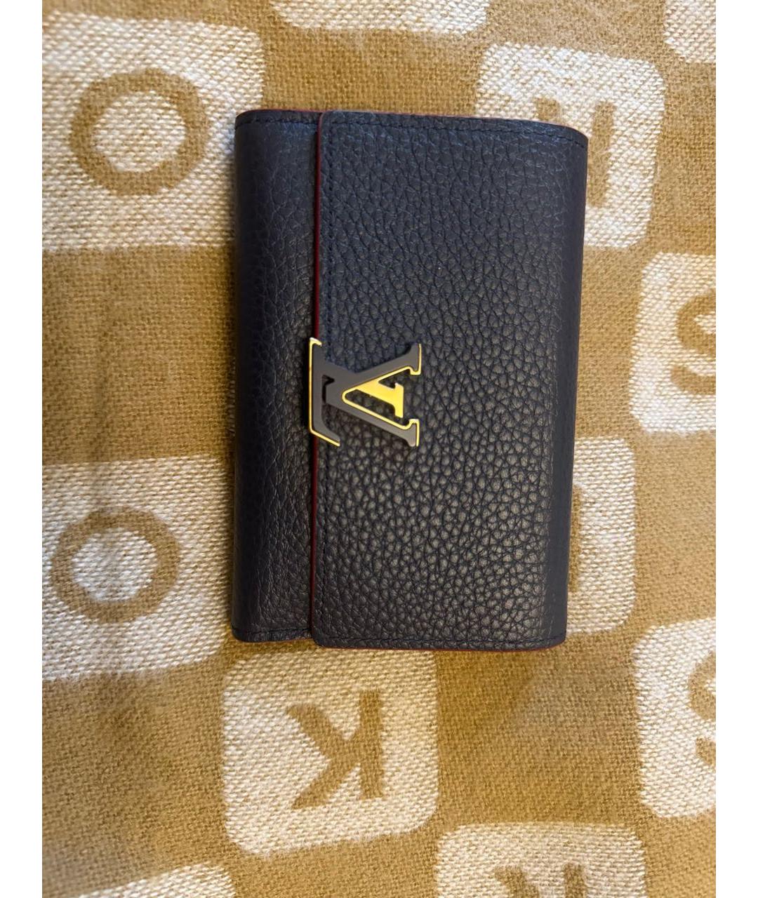 LOUIS VUITTON Темно-синий кожаный кошелек, фото 7