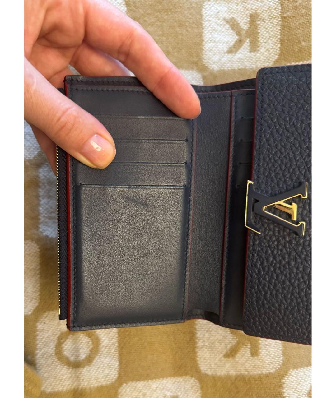 LOUIS VUITTON Темно-синий кожаный кошелек, фото 5