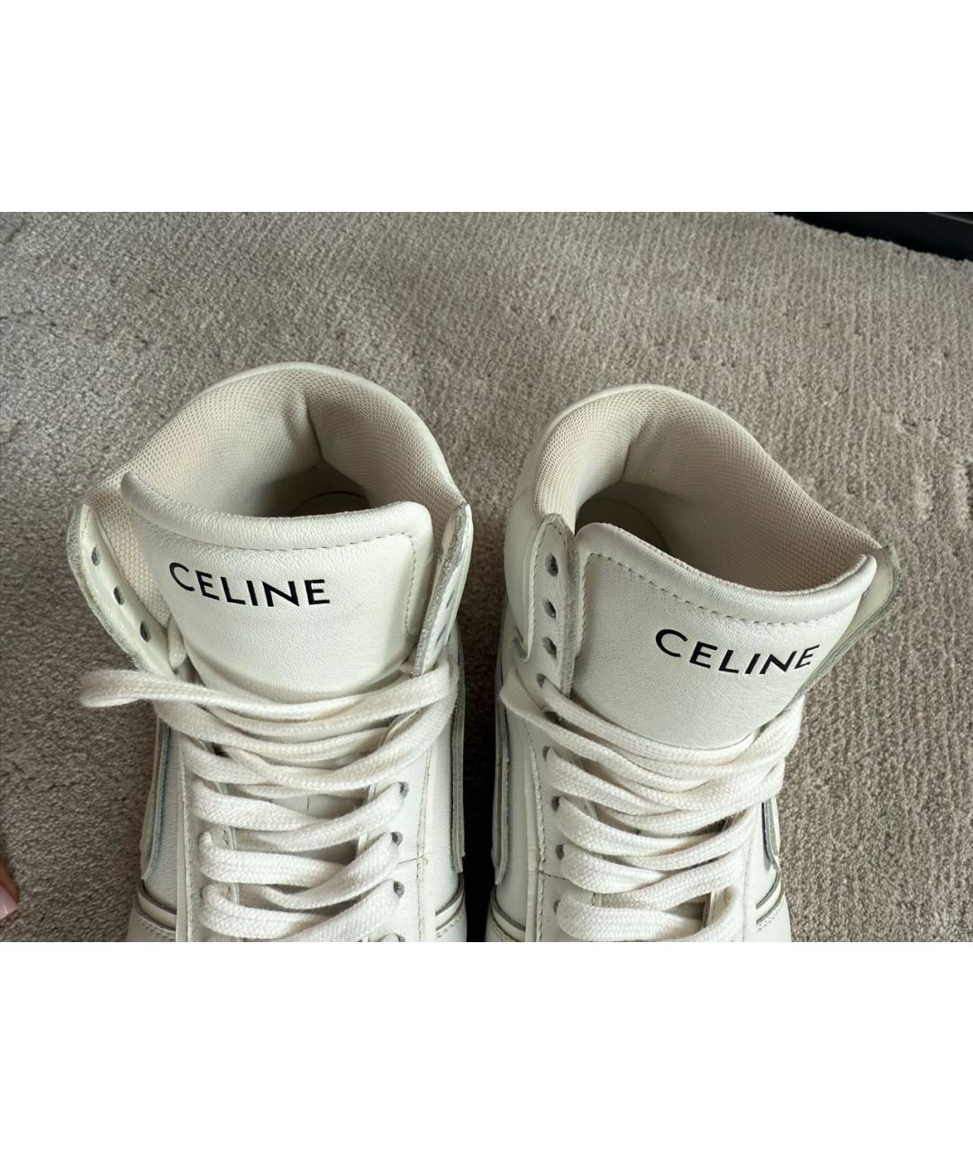 CELINE Белые кожаные кеды, фото 4