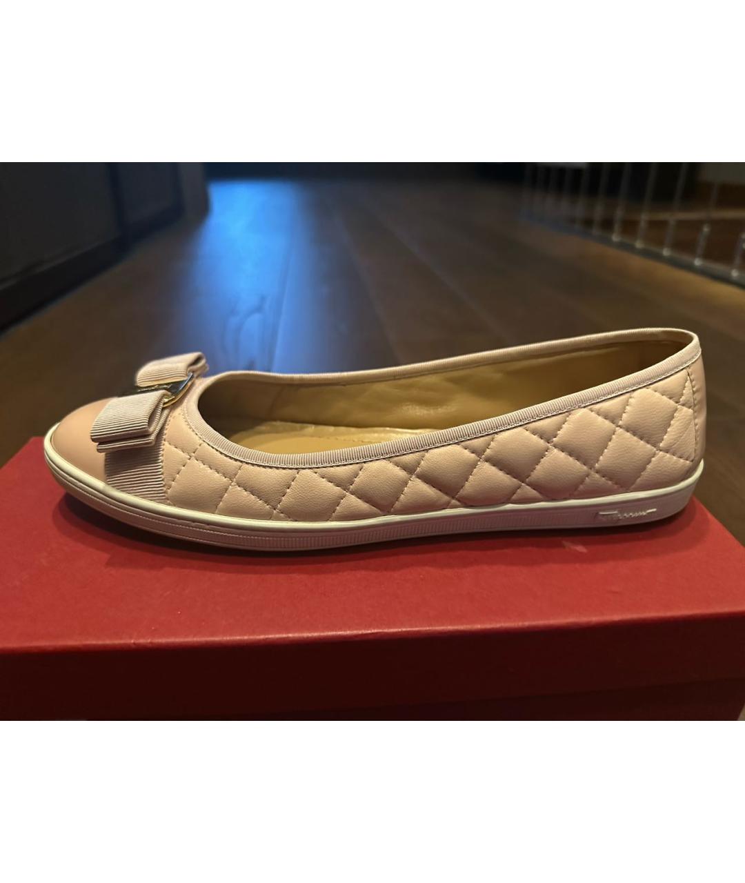 FERRAGAMO Розовые кожаные балетки, фото 7