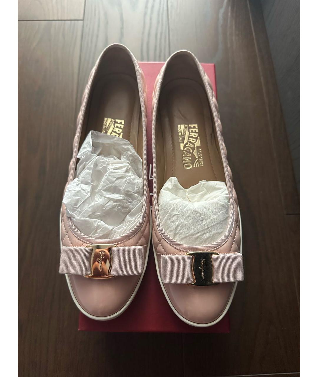 FERRAGAMO Розовые кожаные балетки, фото 2