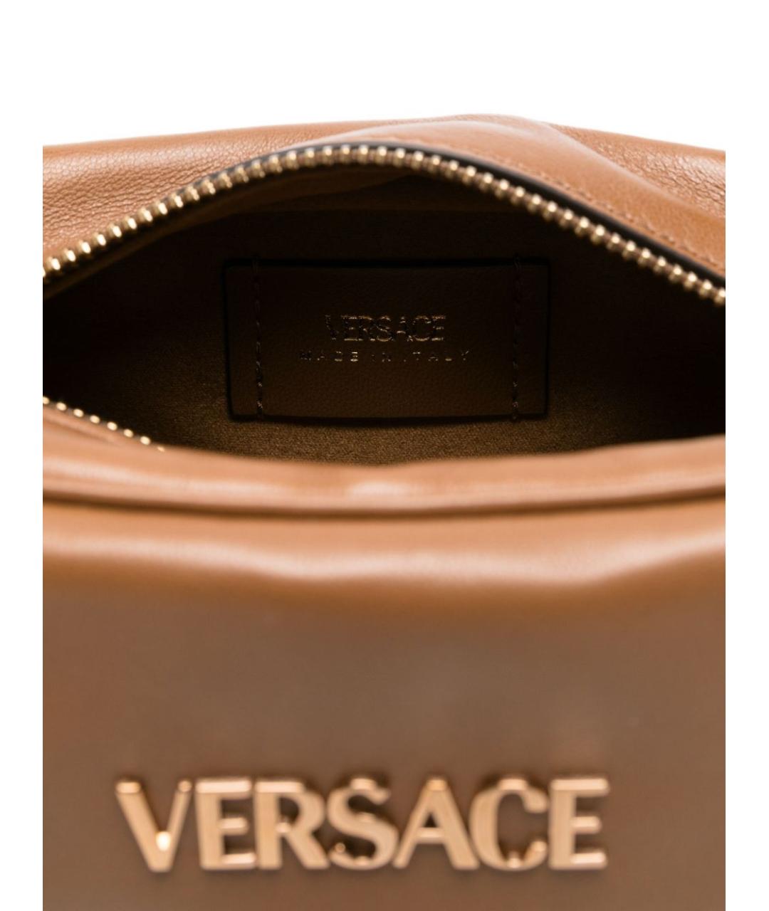 VERSACE Коричневая кожаная сумка через плечо, фото 5