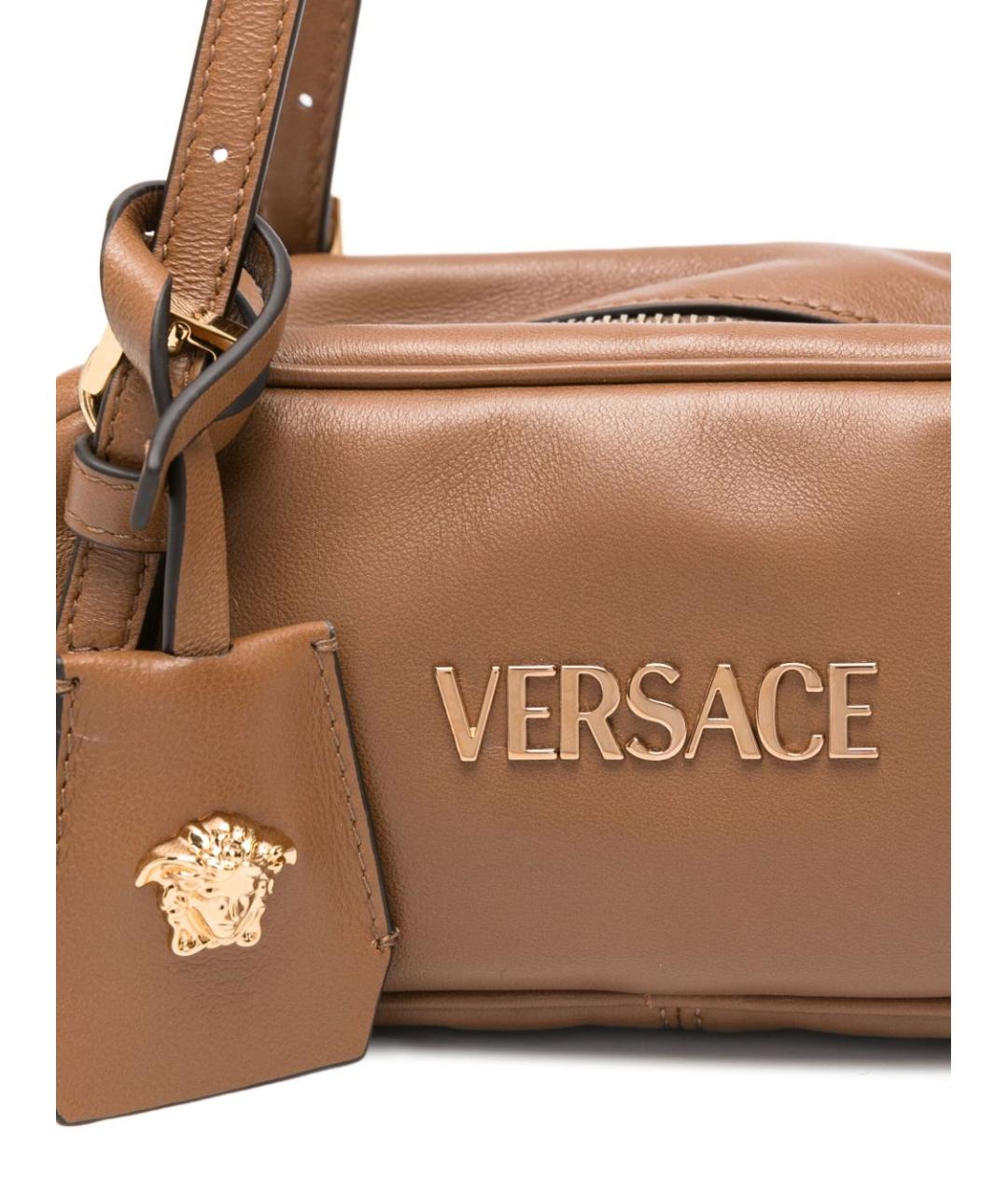 VERSACE Коричневая кожаная сумка через плечо, фото 4
