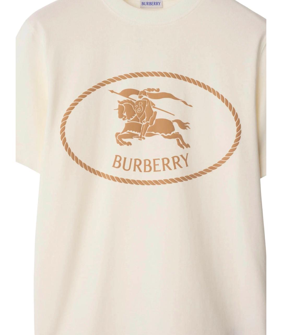 BURBERRY Белая хлопковая футболка, фото 2