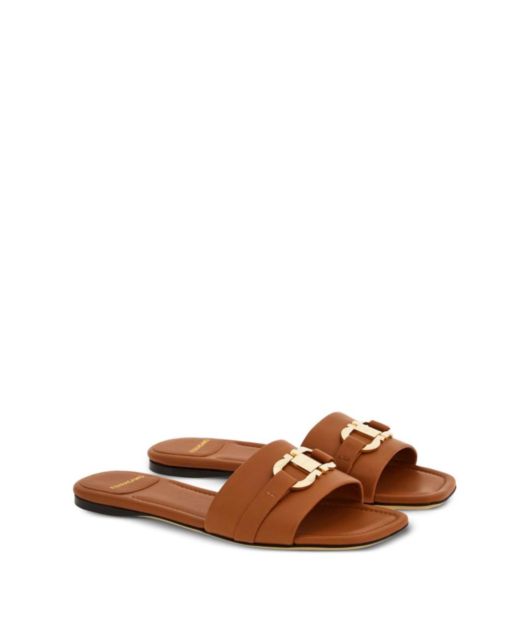 FERRAGAMO Коричневые шлепанцы, фото 5