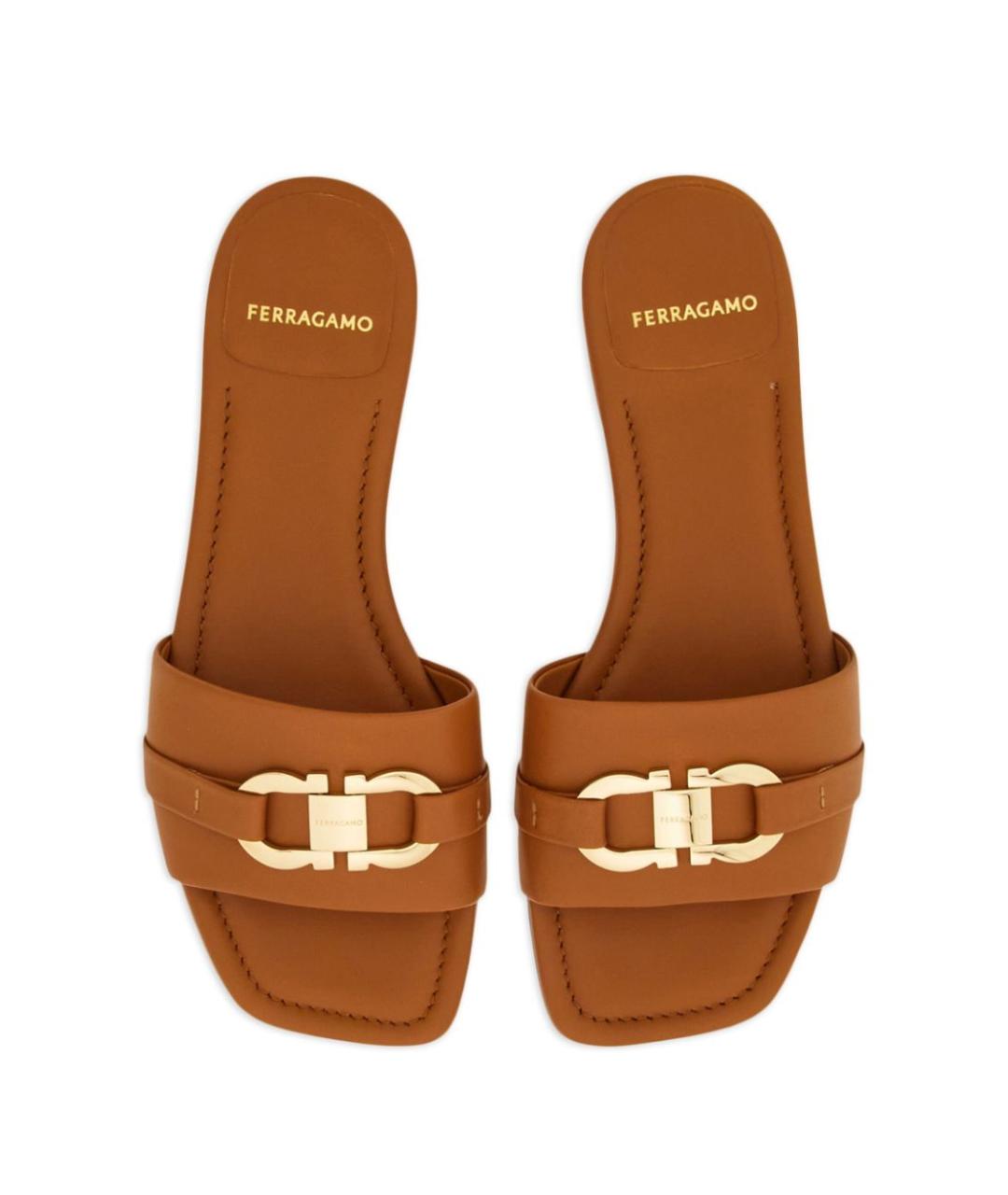 FERRAGAMO Коричневые шлепанцы, фото 2