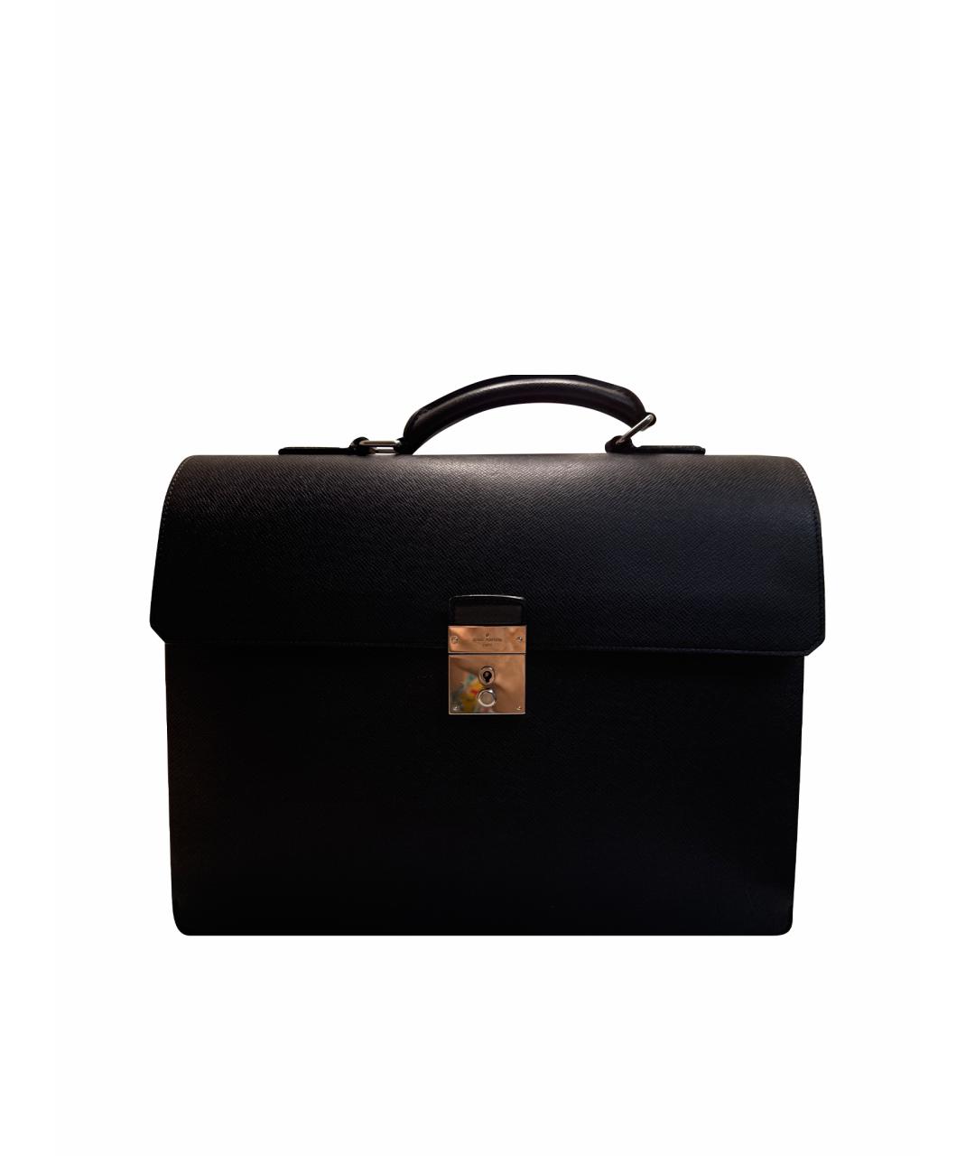 LOUIS VUITTON Черный кожаный портфель, фото 1