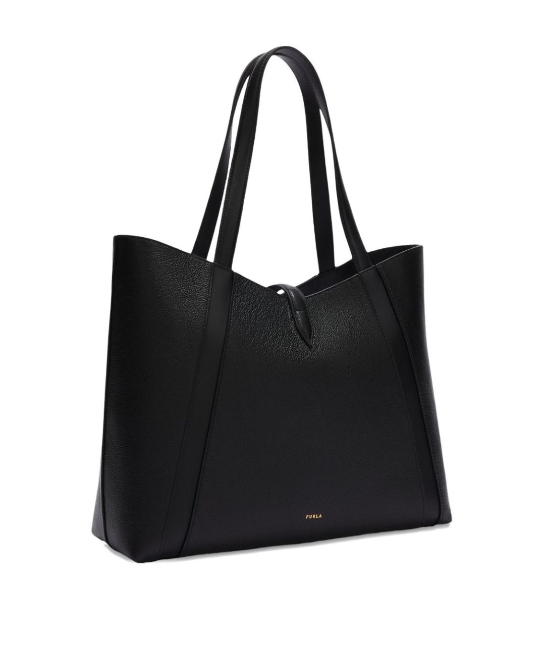 FURLA Черная кожаная сумка тоут, фото 2