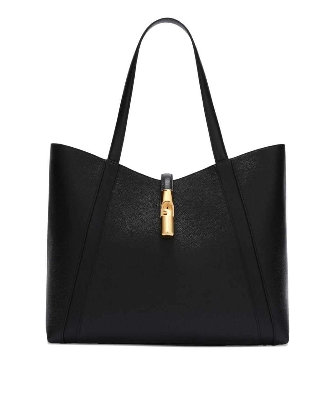 FURLA Черная кожаная сумка тоут, фото 1