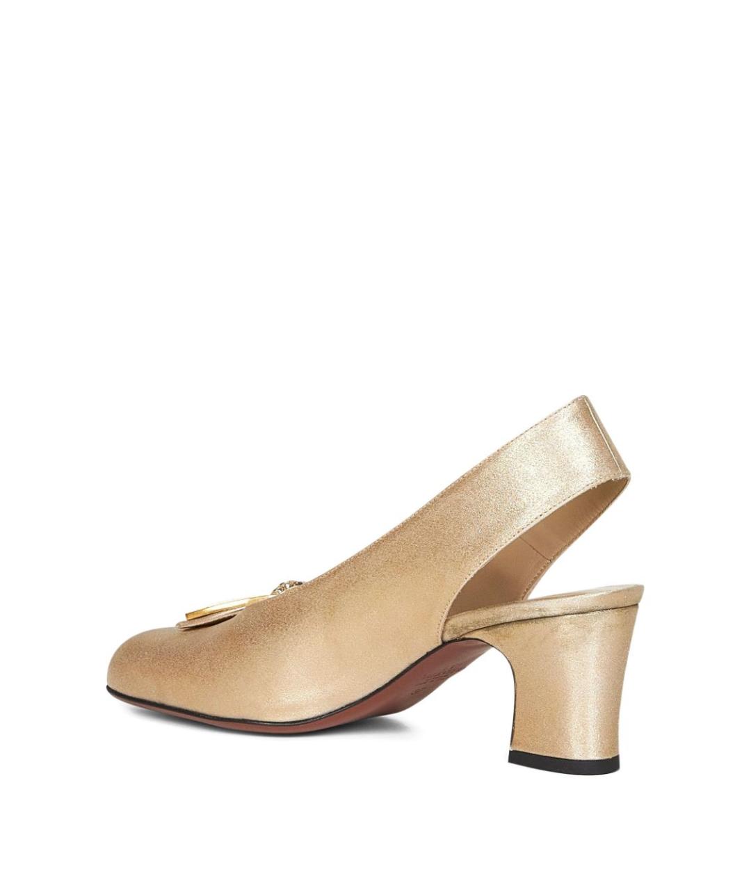 VALENTINO Золотые текстильные туфли, фото 2