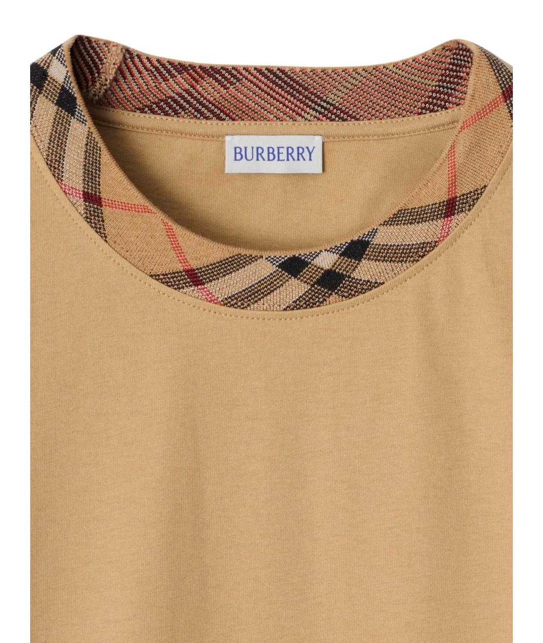 BURBERRY Бежевая хлопковая футболка, фото 5