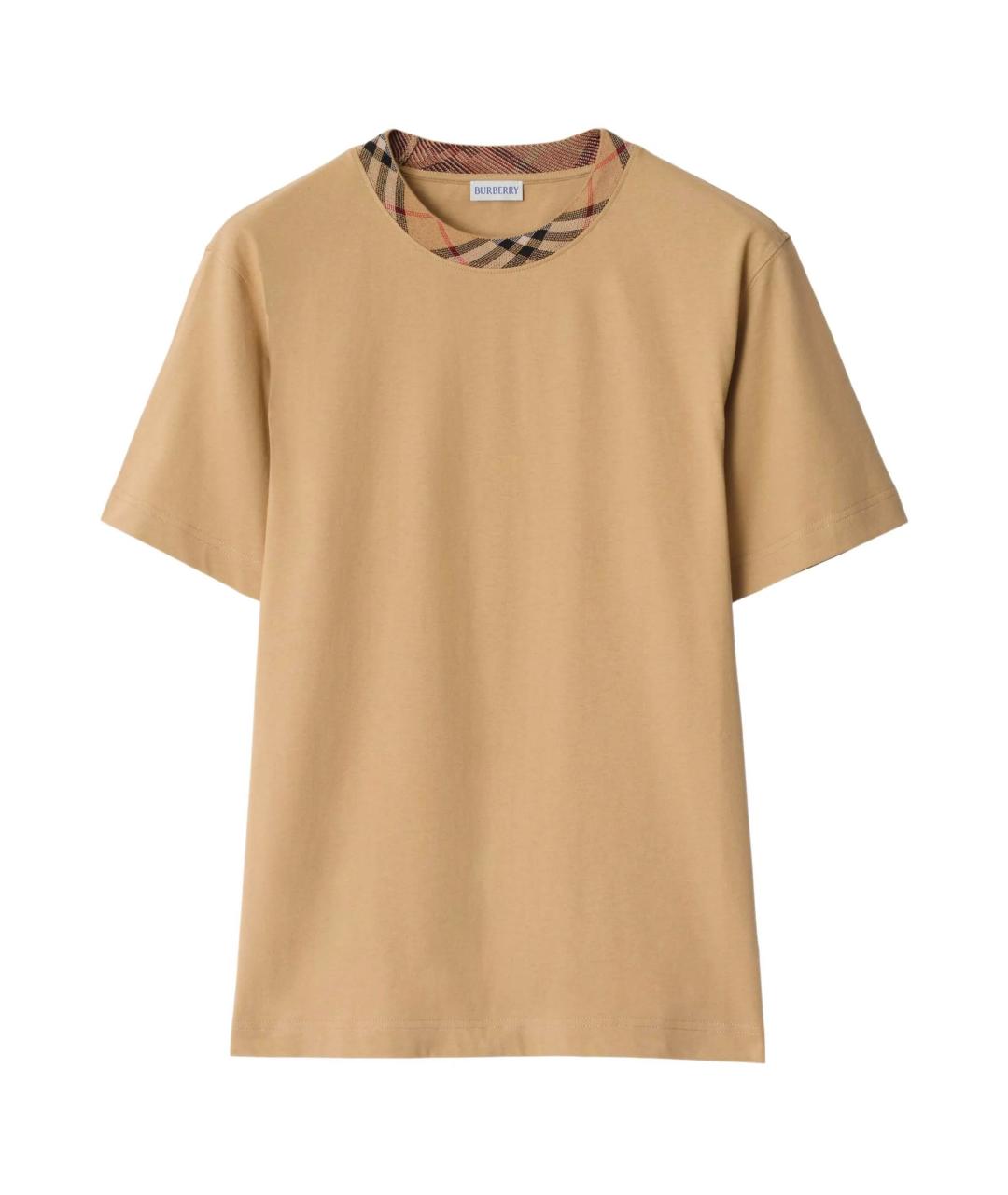 BURBERRY Бежевая хлопковая футболка, фото 1