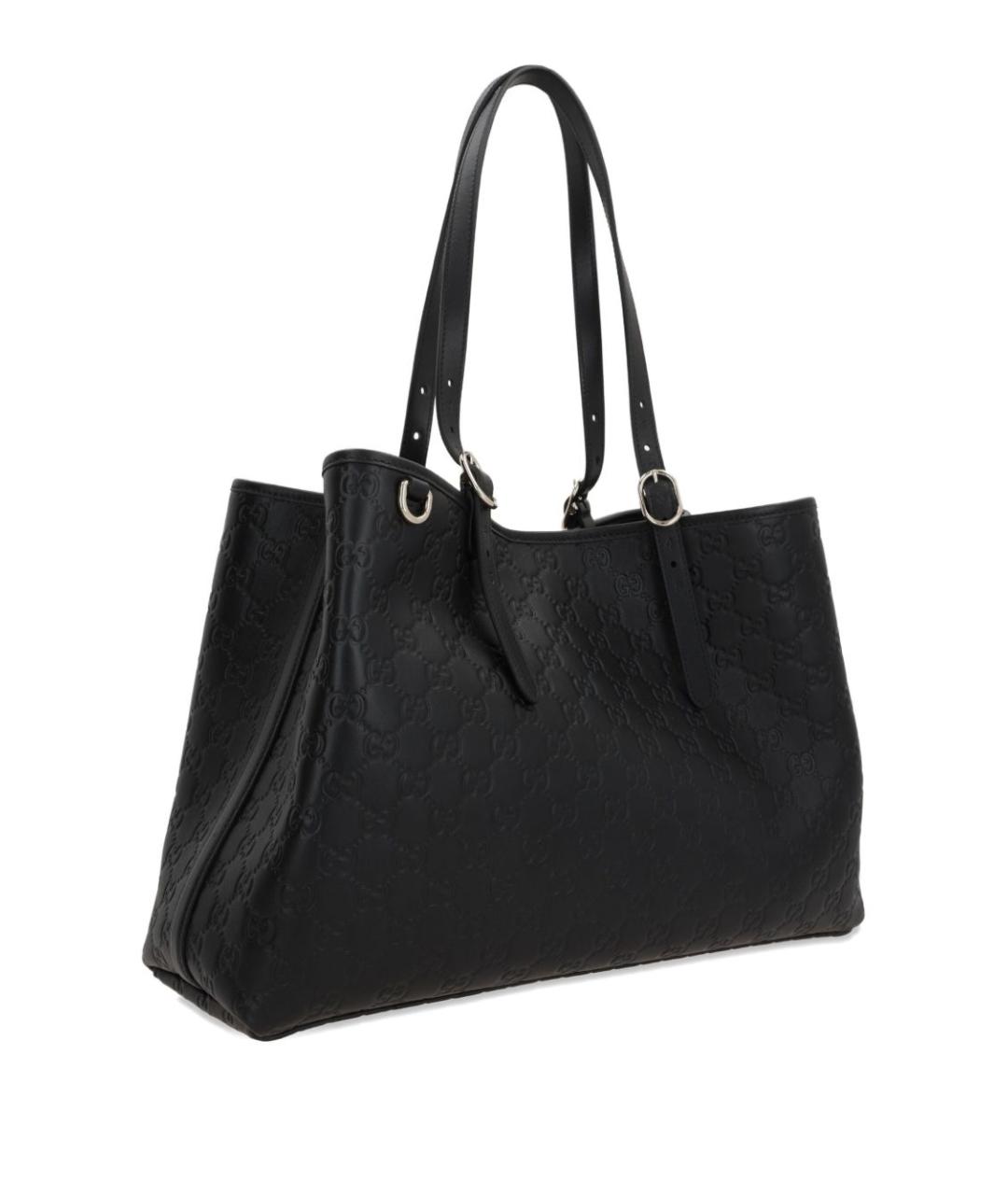 GUCCI Черная кожаная сумка тоут, фото 3