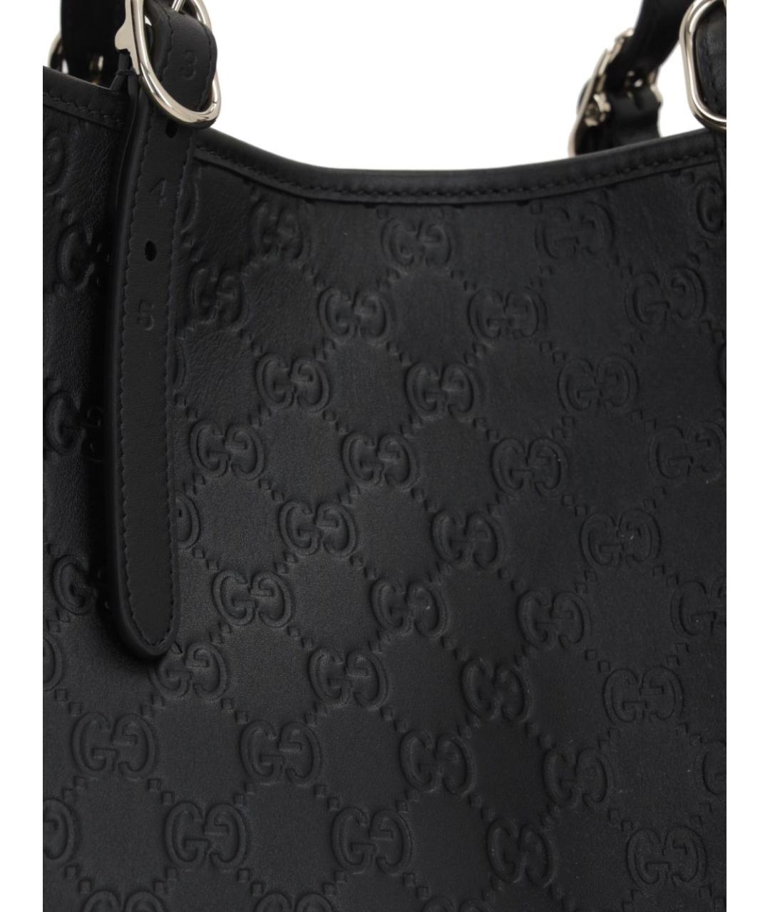 GUCCI Черная кожаная сумка тоут, фото 4