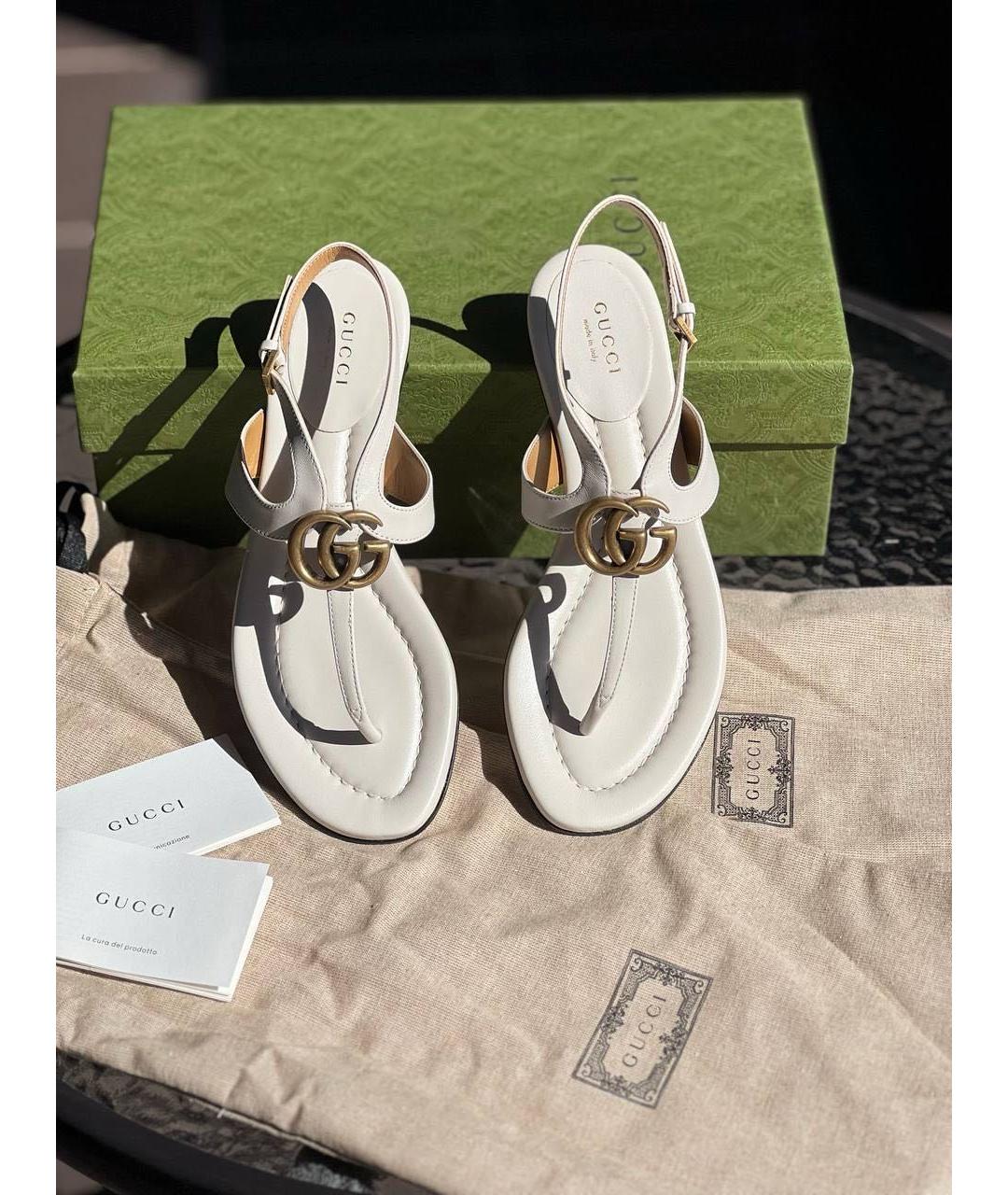 GUCCI Белые кожаные сандалии, фото 3