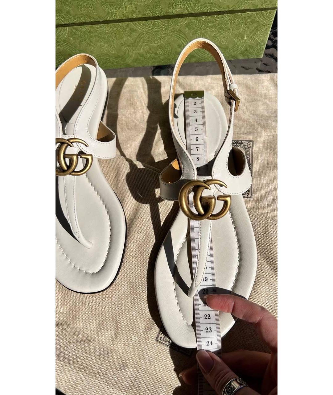 GUCCI Белые кожаные сандалии, фото 6