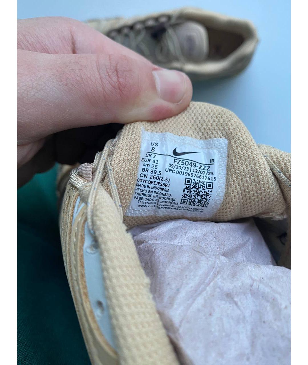 NIKE Бежевые текстильные низкие кроссовки / кеды, фото 4