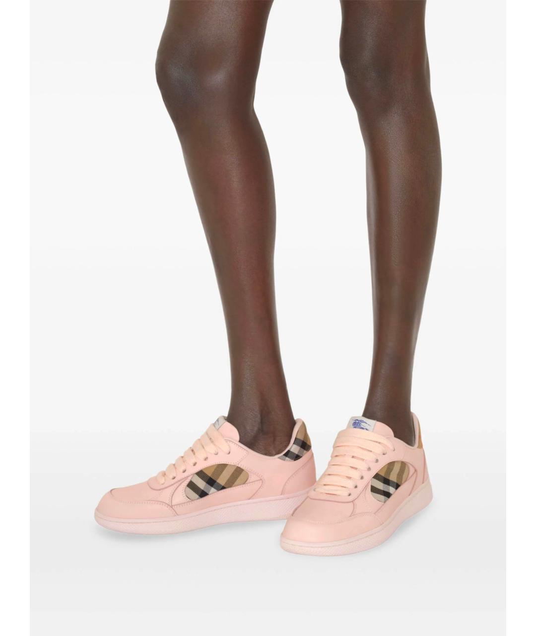 BURBERRY Розовые кожаные кеды, фото 7