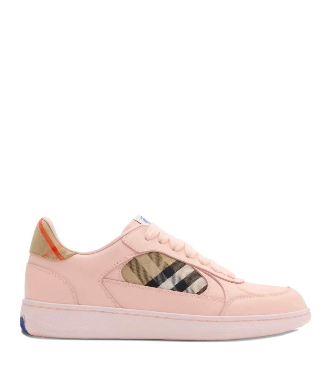BURBERRY Розовые кожаные кеды, фото 1