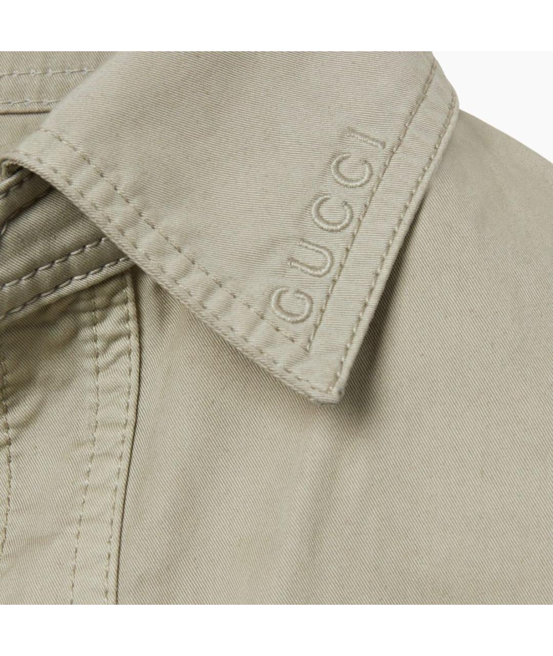 GUCCI Хаки хлопковая рубашка, фото 6