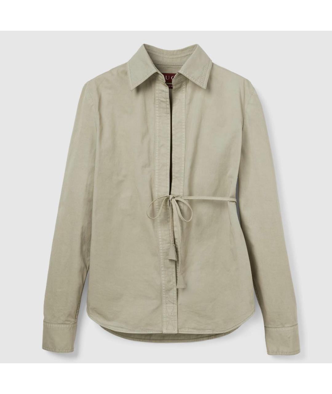 GUCCI Хаки хлопковая рубашка, фото 7