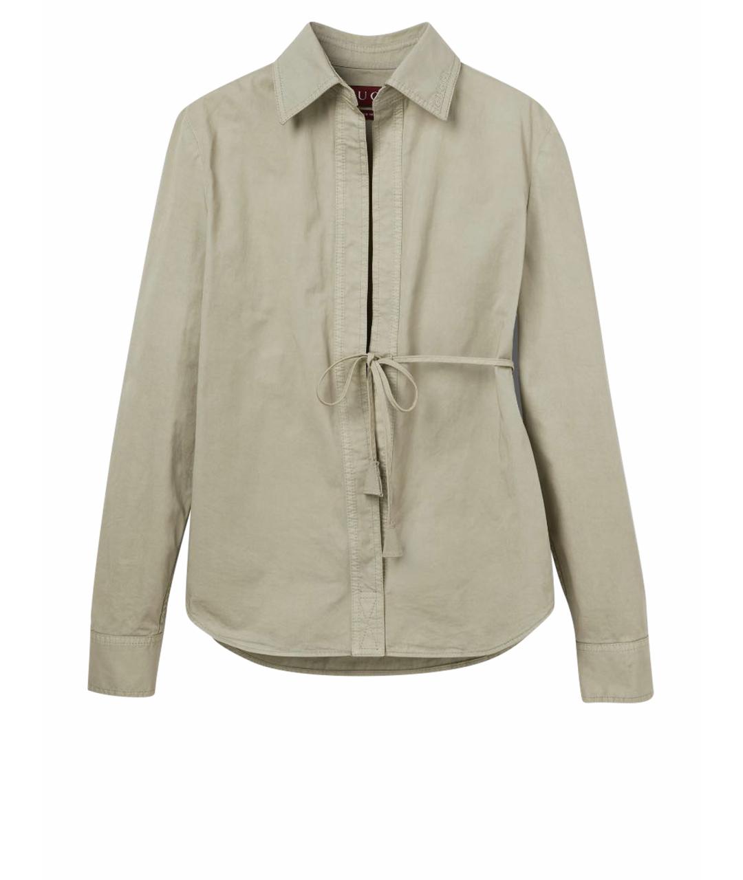 GUCCI Хаки хлопковая рубашка, фото 1