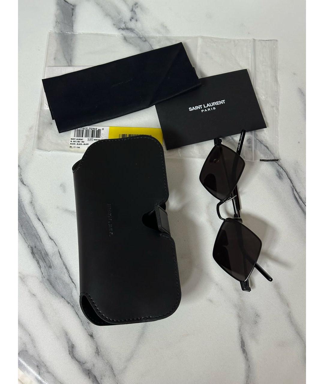 SAINT LAURENT Черные металлические солнцезащитные очки, фото 5