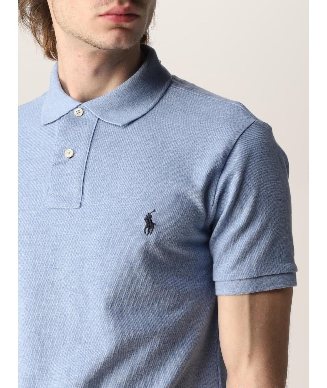 POLO RALPH LAUREN Голубое поло с коротким рукавом, фото 4