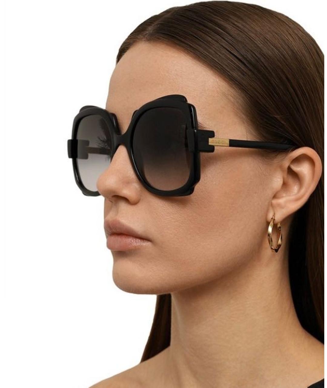GUCCI Антрацитовые пластиковые солнцезащитные очки, фото 5