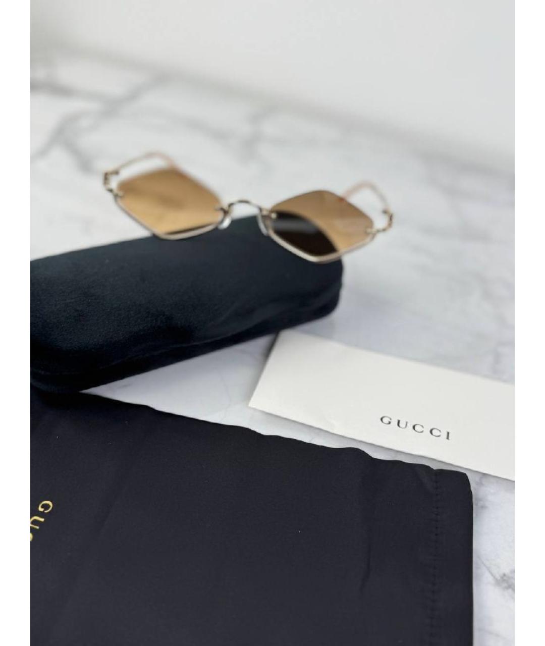 GUCCI Коричневые металлические солнцезащитные очки, фото 4