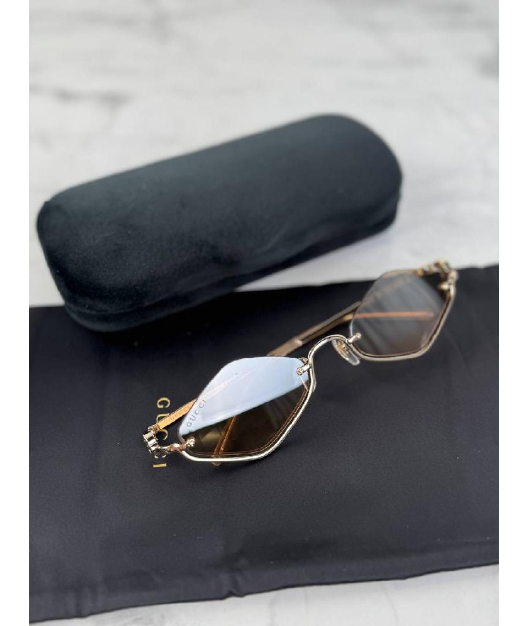 GUCCI Коричневые металлические солнцезащитные очки, фото 2