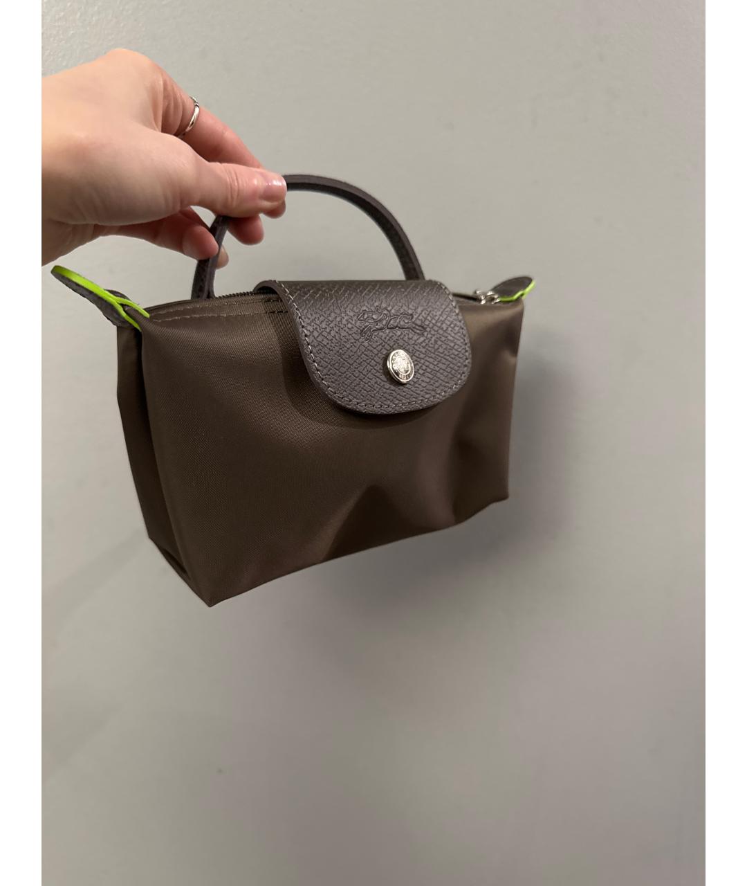 LONGCHAMP Хаки кожаная сумка с короткими ручками, фото 3
