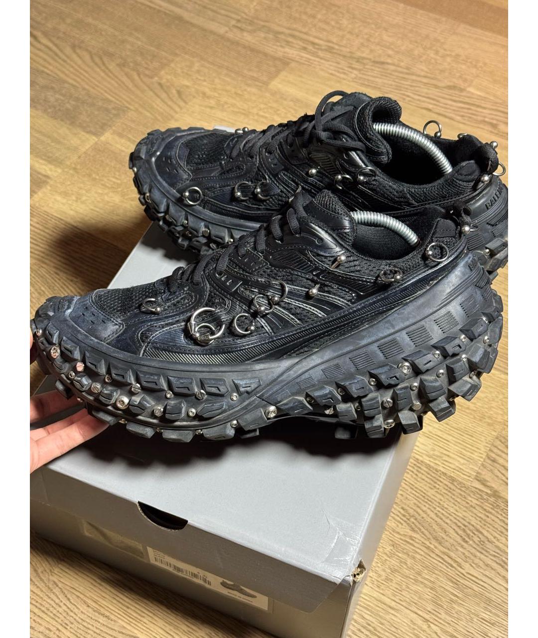 BALENCIAGA Черные текстильные низкие кроссовки / кеды, фото 2