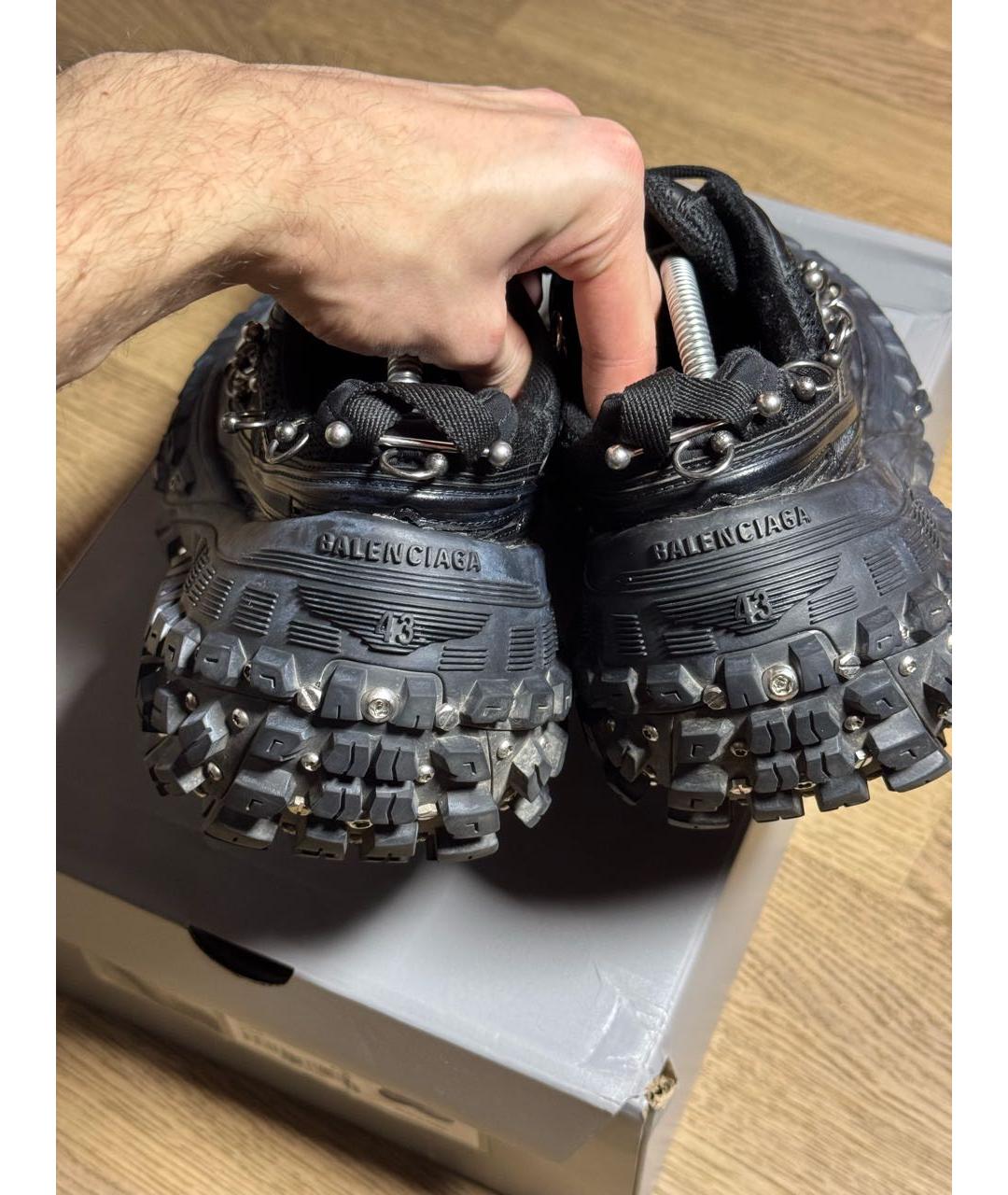 BALENCIAGA Черные текстильные низкие кроссовки / кеды, фото 3