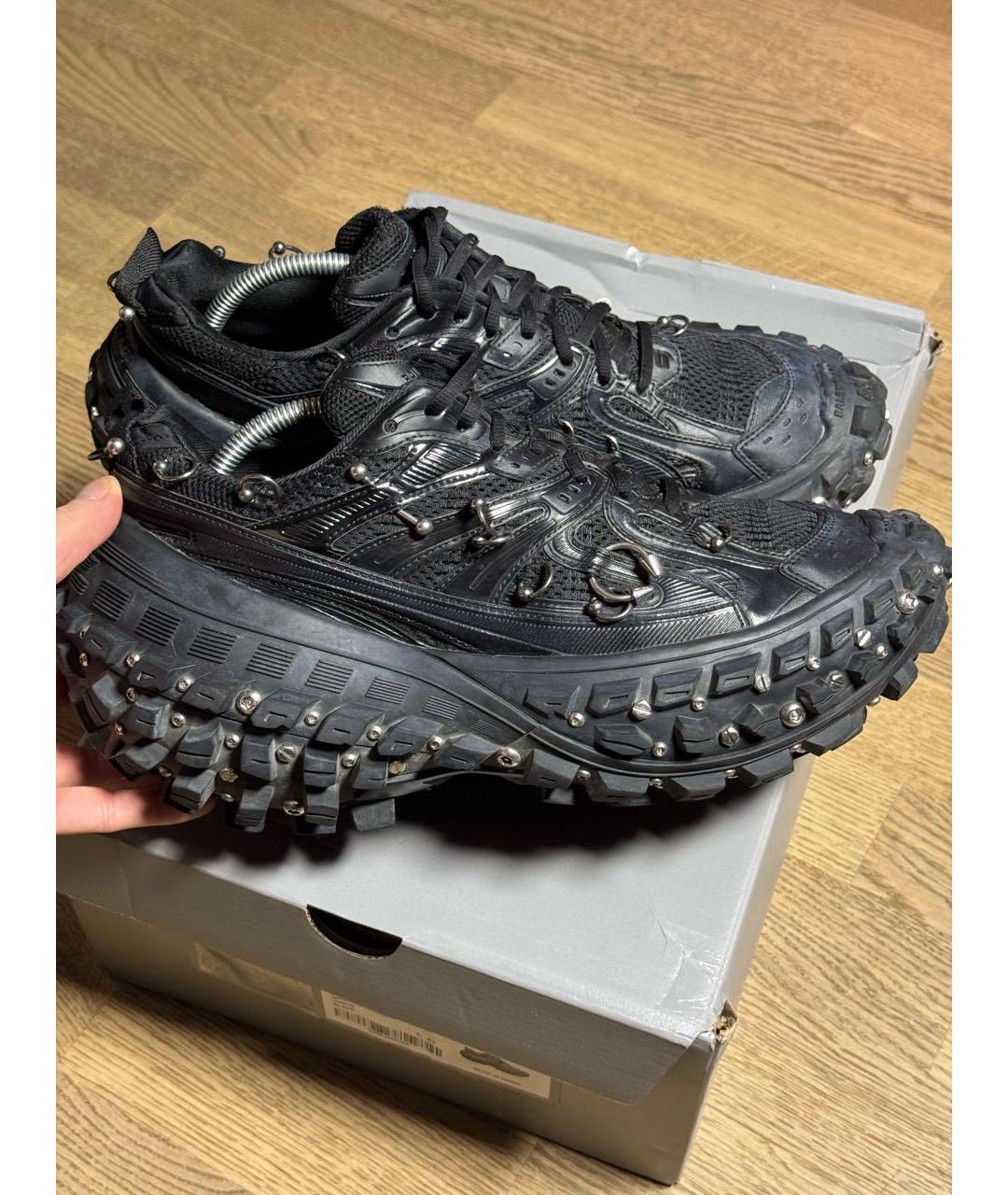 BALENCIAGA Черные текстильные низкие кроссовки / кеды, фото 4