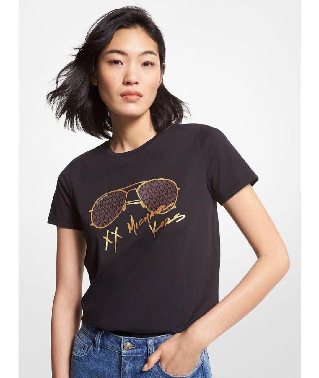 MICHAEL KORS Черная хлопковая футболка, фото 2