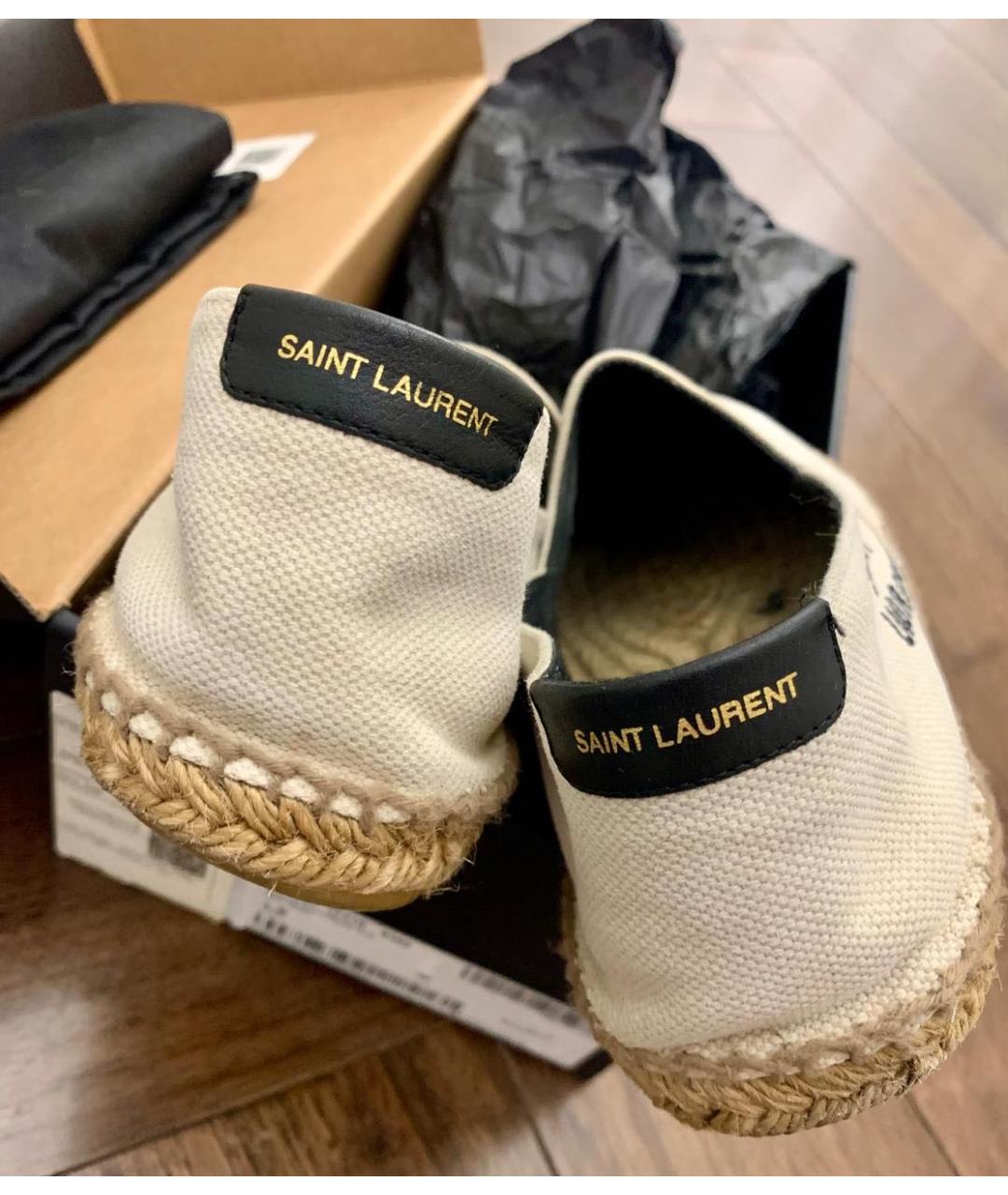 SAINT LAURENT Бежевые текстильные эспадрильи, фото 4