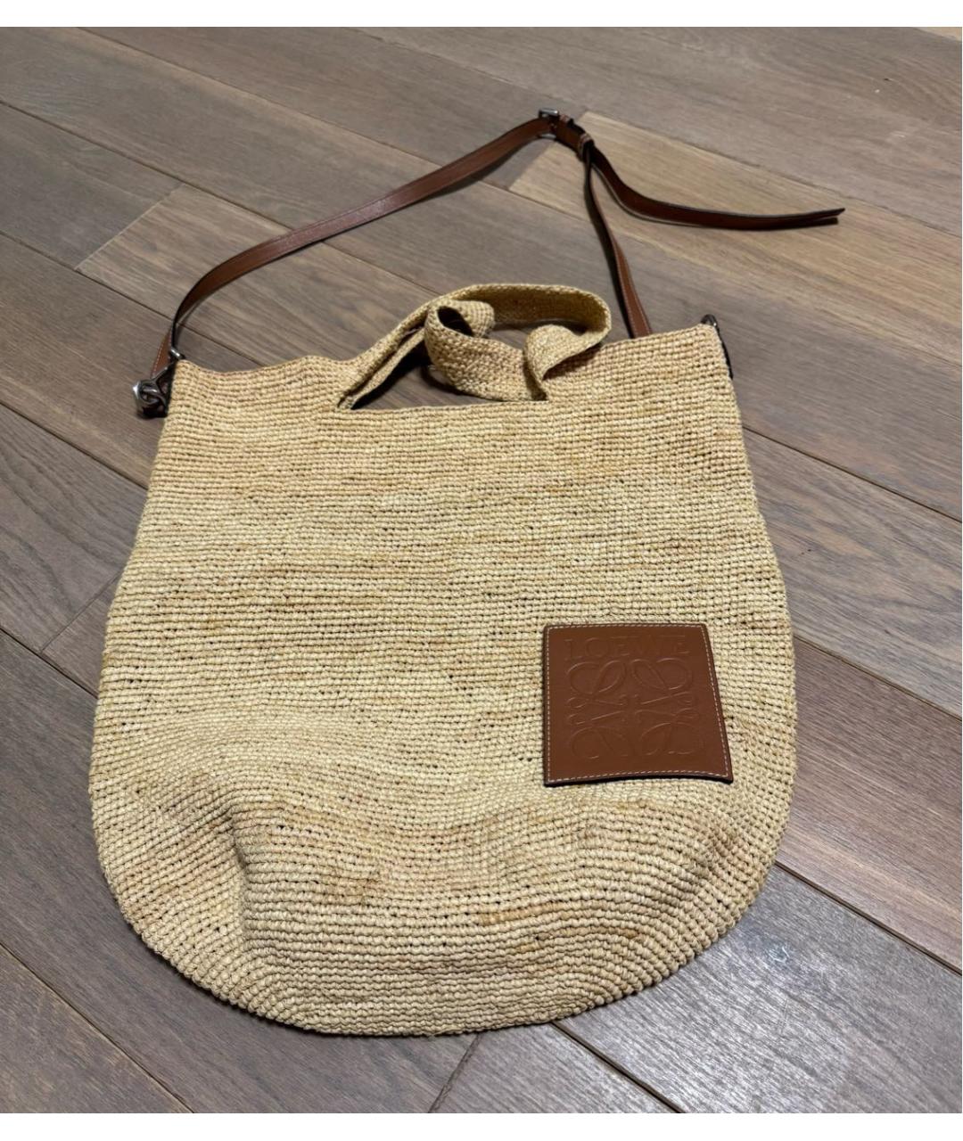 LOEWE Бежевая пелетеная пляжная сумка, фото 2