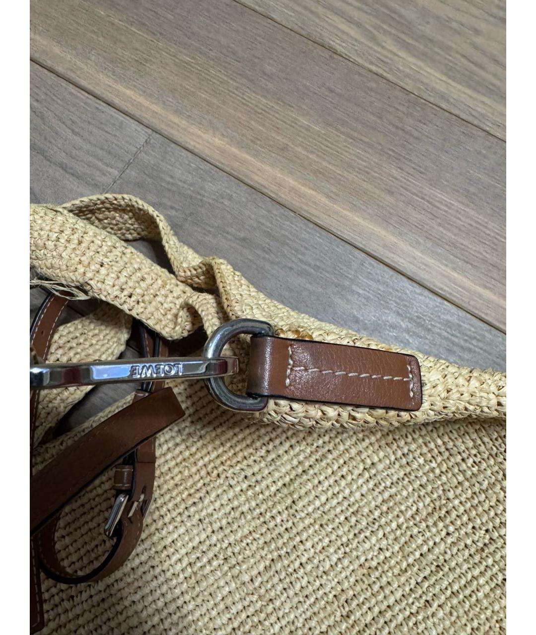 LOEWE Бежевая пелетеная пляжная сумка, фото 8