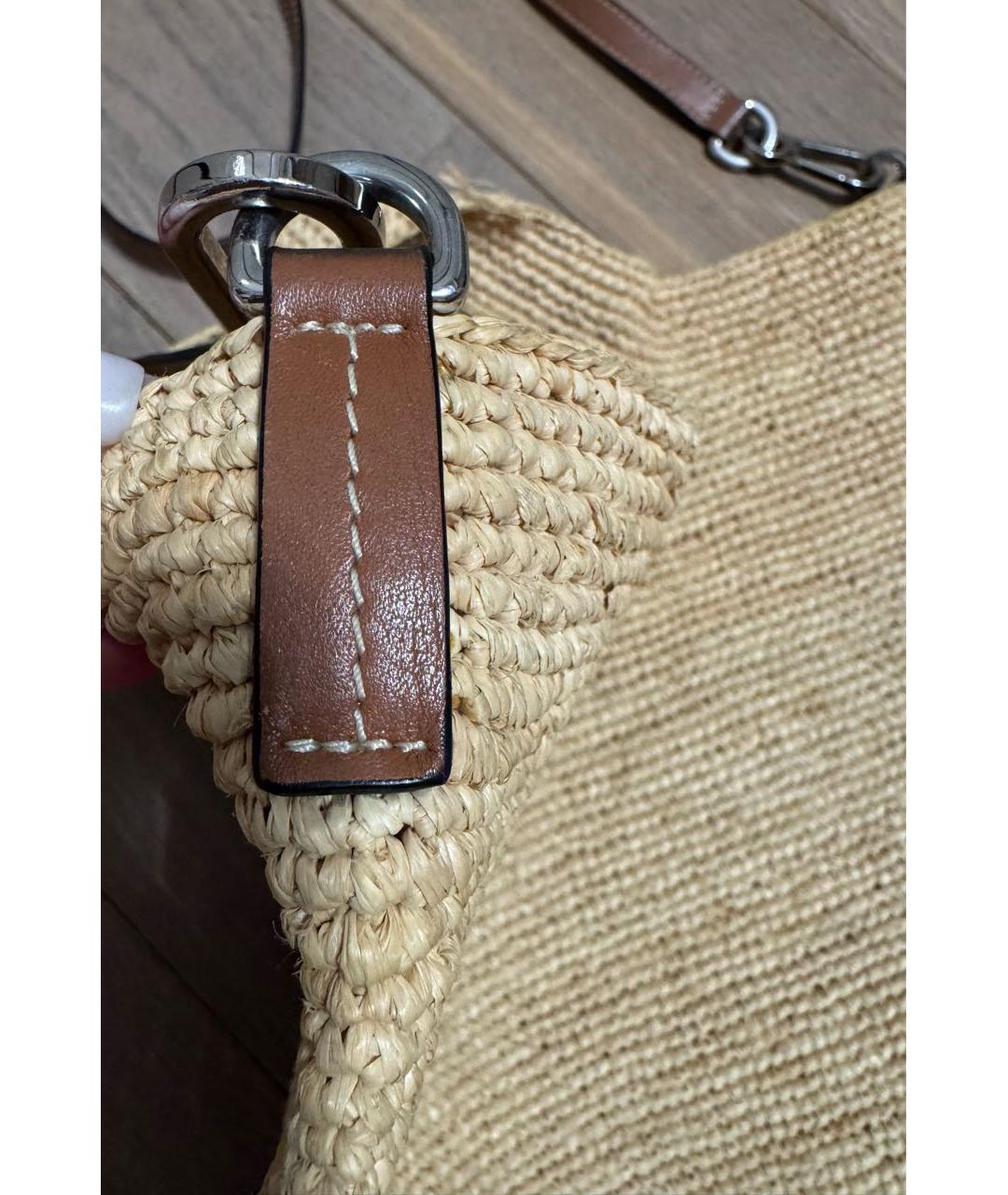LOEWE Бежевая пелетеная пляжная сумка, фото 4