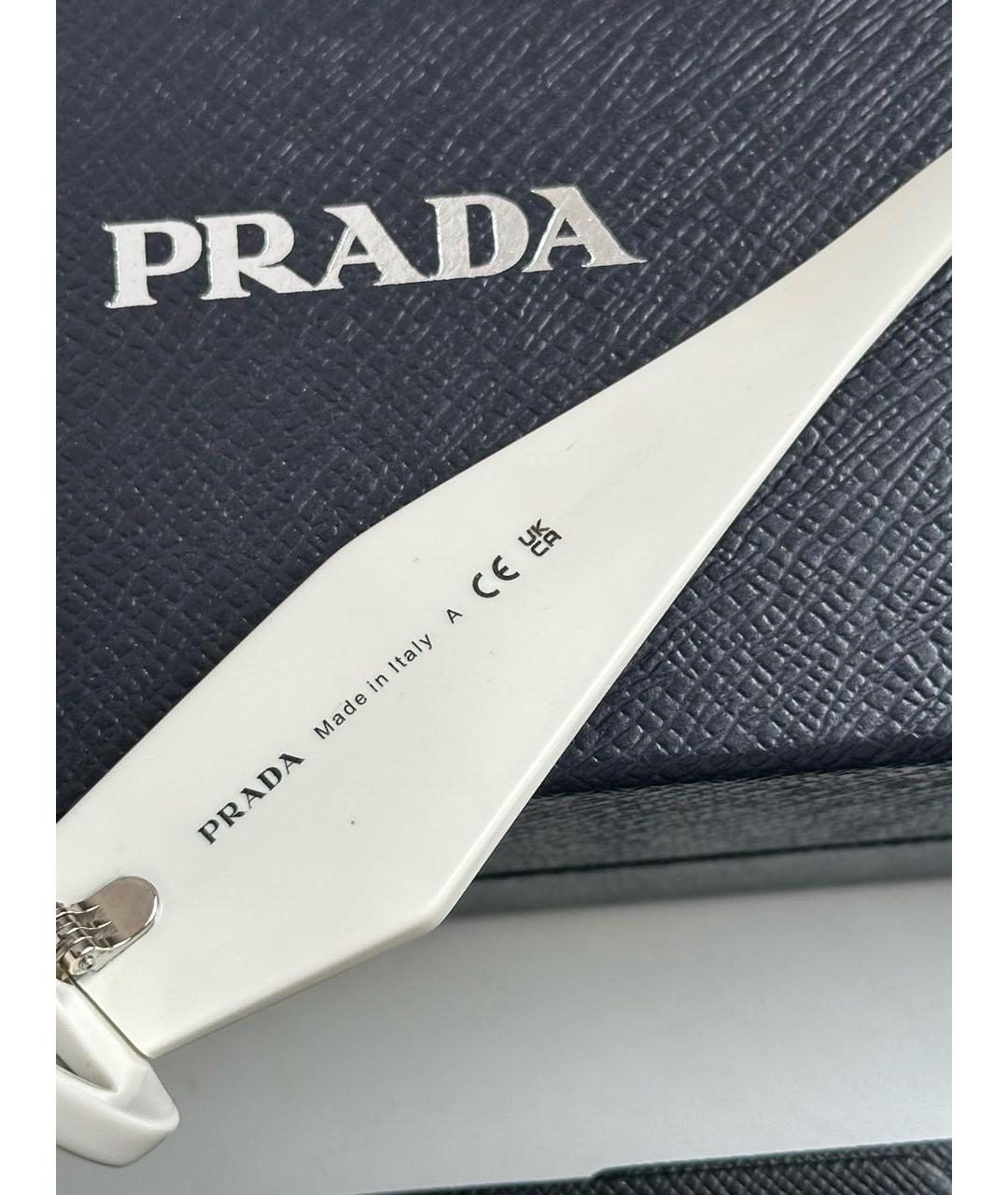 PRADA Белые пластиковые солнцезащитные очки, фото 5