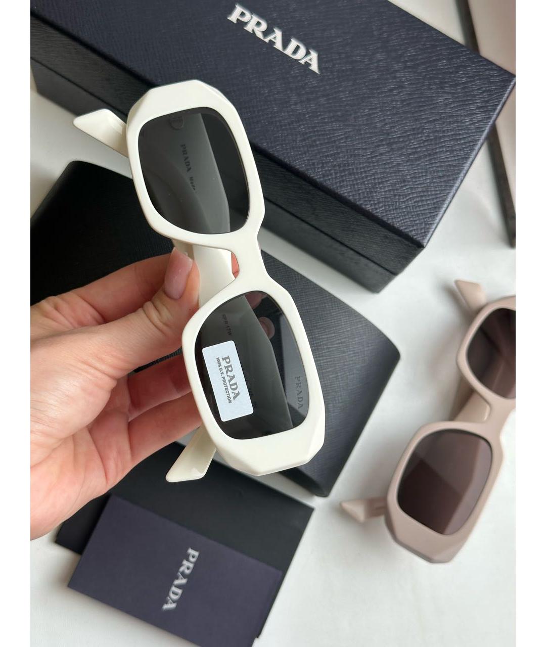 PRADA Белые пластиковые солнцезащитные очки, фото 2