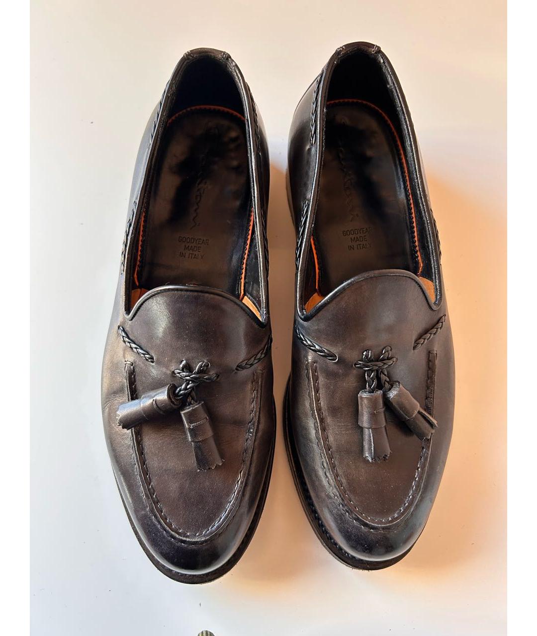 SANTONI Черные кожаные лоферы, фото 2